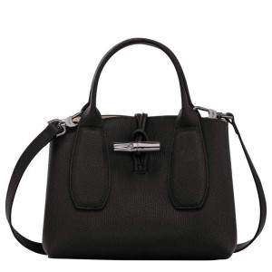 Black Women's Longchamp Roseau S Handbags | EHRYZ-1850