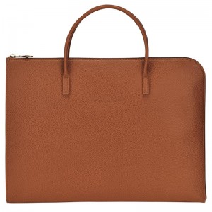 Caramel Brown Men's Longchamp Le Foulonné S Briefcase | PIUWK-8592