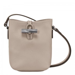 Clay Grey Women's Longchamp Roseau Essential XS Crossbody Bags | MUGYQ-1436