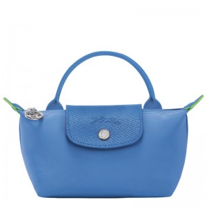 Cornflower Blue Women's Longchamp Le Pliage Green with handle Pouches | RWPVA-1809