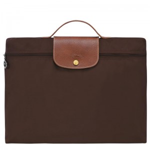 Ebony Brown Men's Longchamp Le Pliage Original S Briefcase | XALVB-2579