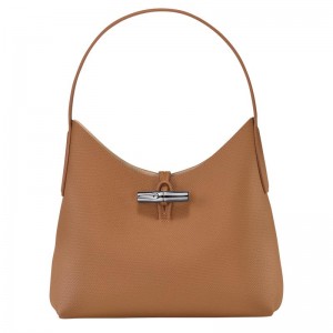 Natural Brown Women's Longchamp Roseau M Hobo Bags | BRDZH-7086