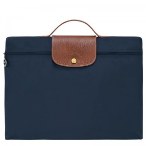 Navy Men's Longchamp Le Pliage Original S Briefcase | ILXFQ-7913