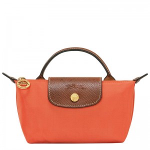 Orange Women's Longchamp Le Pliage Original with handle Pouches | NIWQT-1029