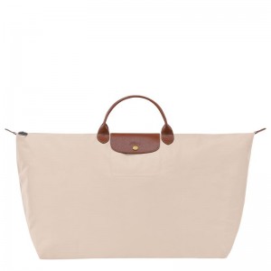 Paper White Women's Longchamp Le Pliage Original M Travel Bags | KLEPG-8274