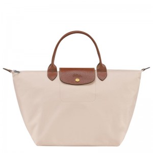 Paper White Women's Longchamp Le Pliage Original M Handbags | UHILW-8690