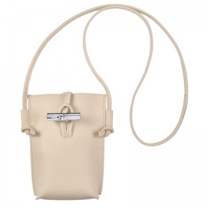 Paper White Women's Longchamp Roseau with lace Phone Case | SYIQK-5216