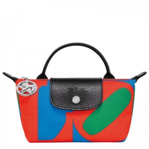 Red/Navy Women's Longchamp x Robert Indiana Pouches | ODXBW-0293