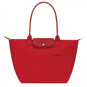 Tomato Red Women's Longchamp Le Pliage Green L Tote Bag | QGHZW-6029