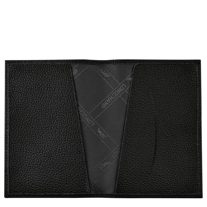 Black Women's Longchamp Le Foulonné Passport cover Passport Bag | HDLQZ-6175