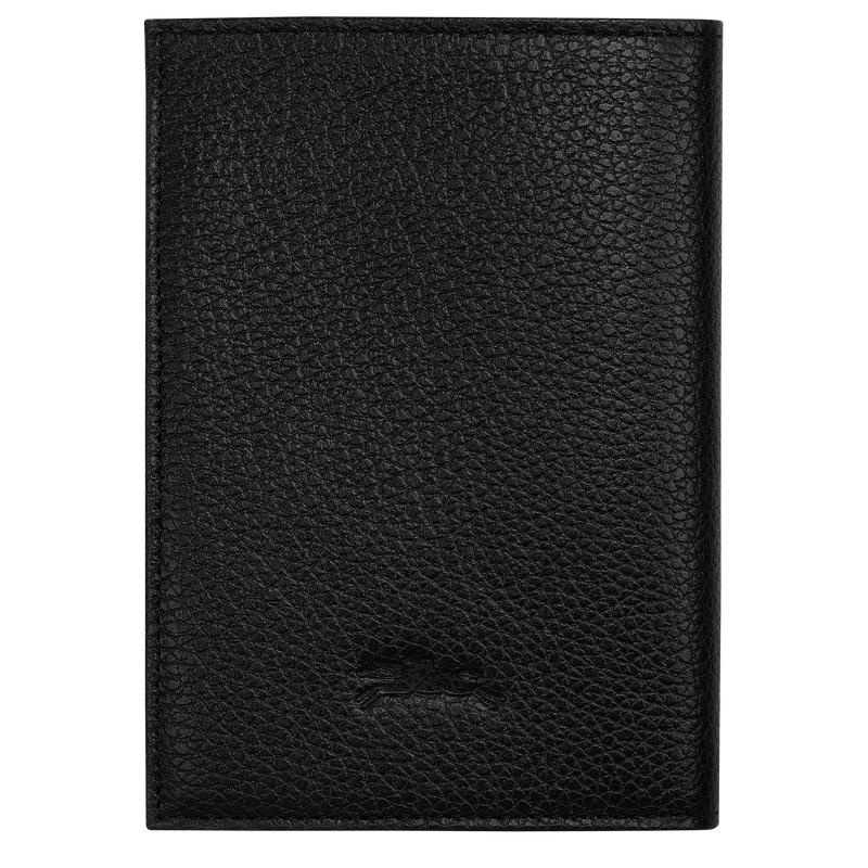 Black Women's Longchamp Le Foulonné Passport cover Passport Bag | HDLQZ-6175