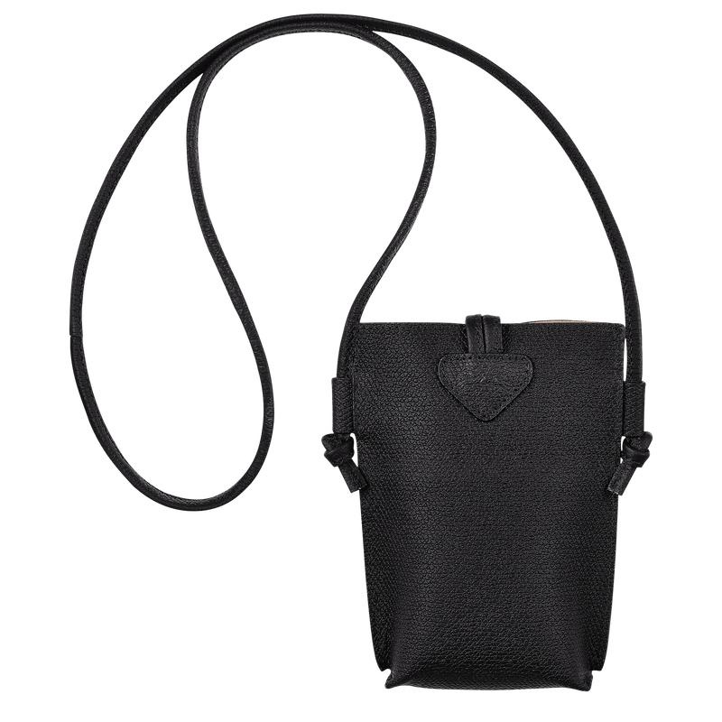 Black Women's Longchamp Roseau with lace Phone Case | TUNVD-9476