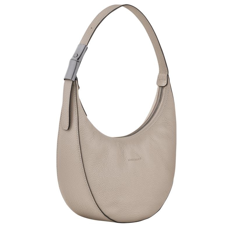 Clay Grey Women's Longchamp Roseau Essential M Hobo Bags | EVOUZ-5837