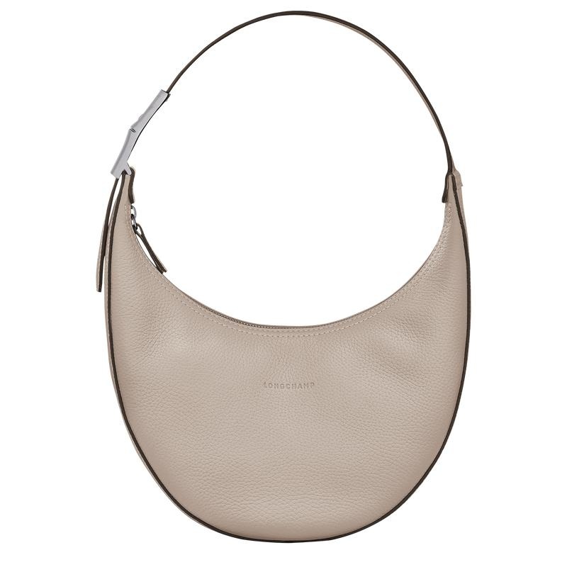 Clay Grey Women\'s Longchamp Roseau Essential M Hobo Bags | EVOUZ-5837