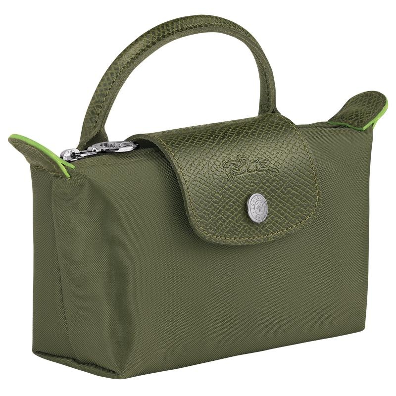 Forest Green Women's Longchamp Le Pliage Green with handle Pouches | OSWPJ-3970