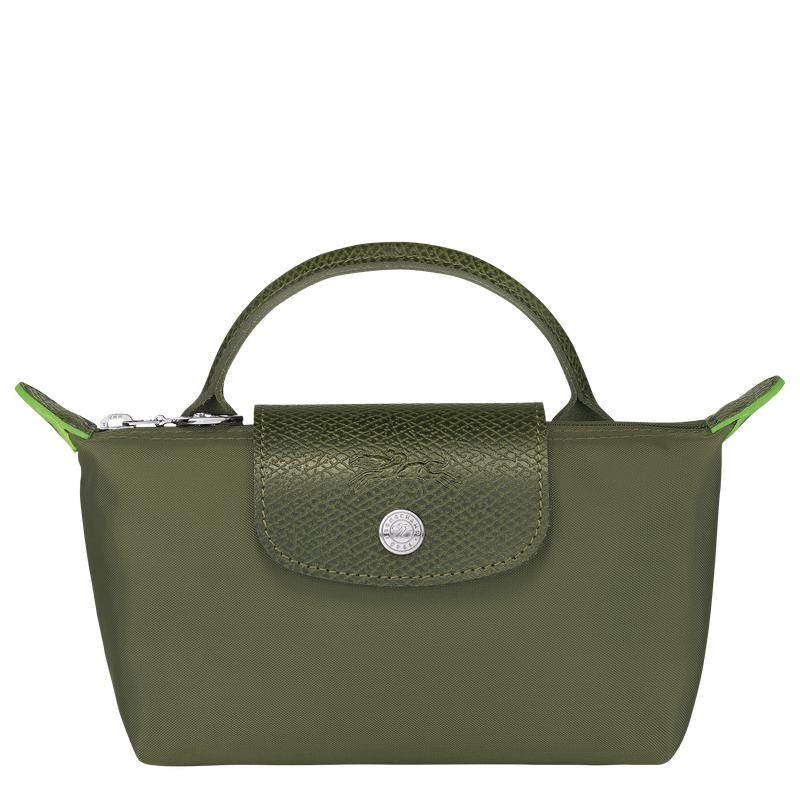 Forest Green Women\'s Longchamp Le Pliage Green with handle Pouches | OSWPJ-3970