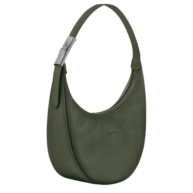 Khaki Women's Longchamp Roseau Essential M Hobo Bags | NFLUO-6152