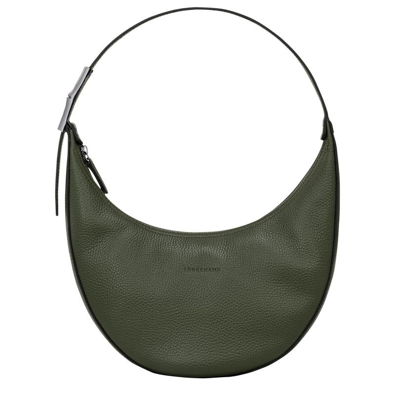 Khaki Women\'s Longchamp Roseau Essential M Hobo Bags | NFLUO-6152