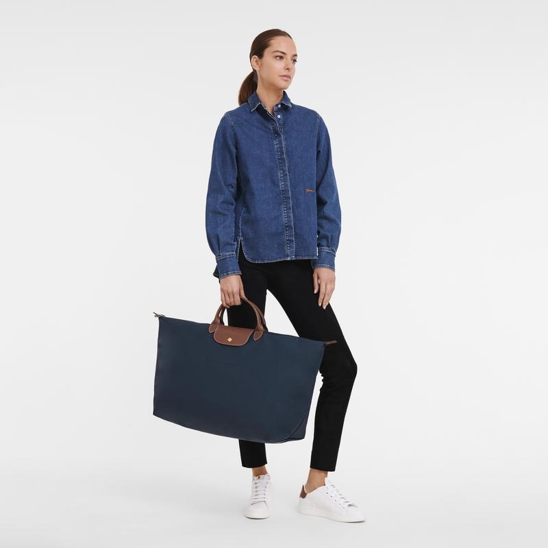 Navy Women's Longchamp Le Pliage Original M Travel Bags | OPVJA-8760