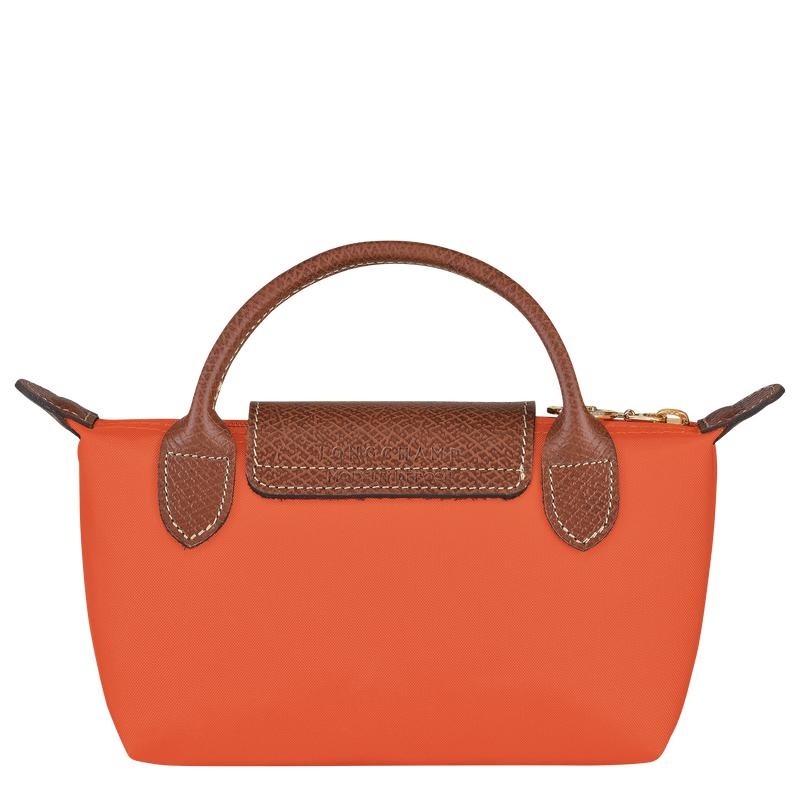 Orange Women's Longchamp Le Pliage Original with handle Pouches | NIWQT-1029