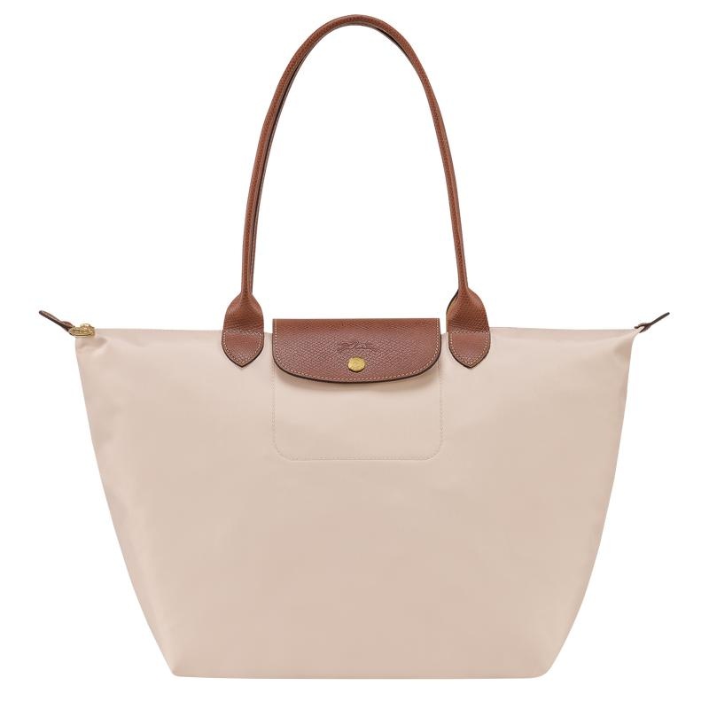 Paper White Women\'s Longchamp Le Pliage Original L Tote Bag | DPBVU-1380