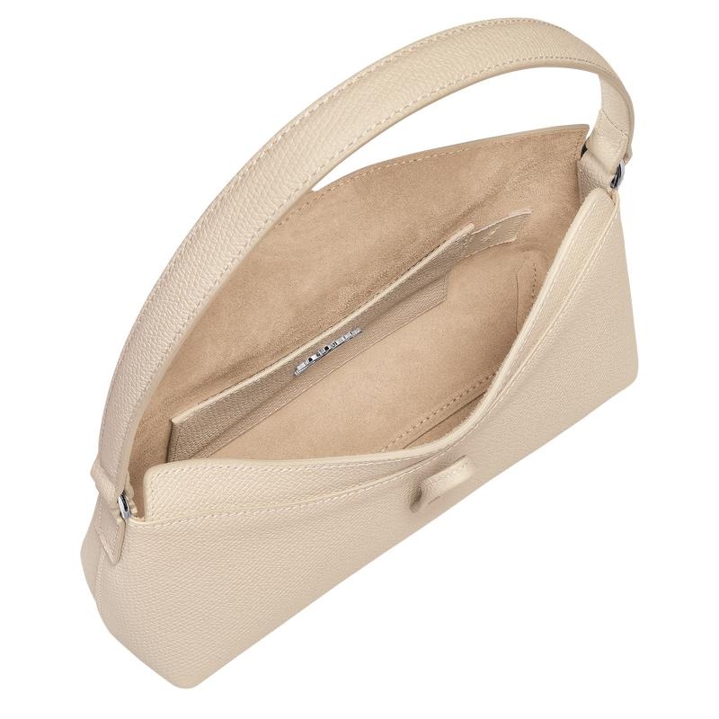 Paper White Women's Longchamp Roseau S Hobo Bags | VIECM-0214