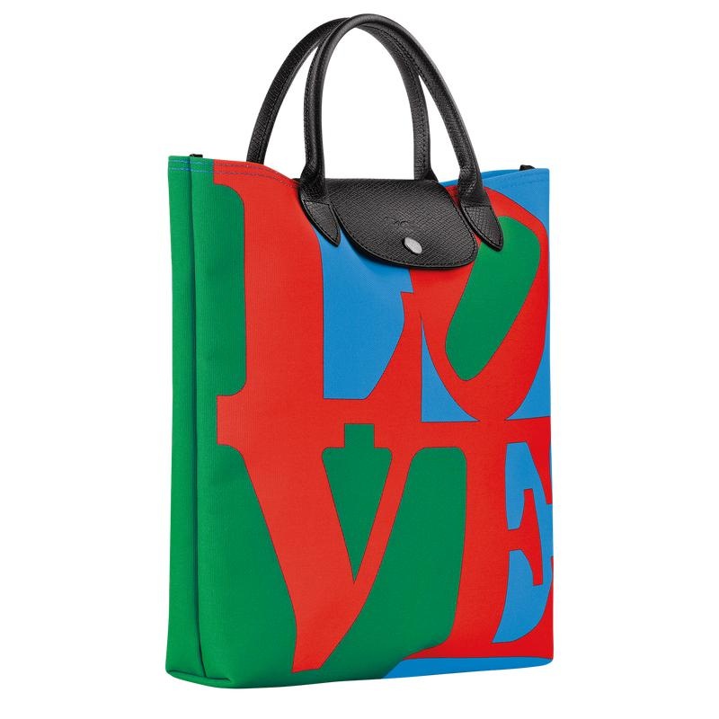 Red/Navy Men's Longchamp x Robert Indiana L Handbags | HAGLO-7316