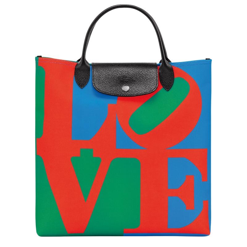 Red/Navy Men\'s Longchamp x Robert Indiana L Handbags | HAGLO-7316