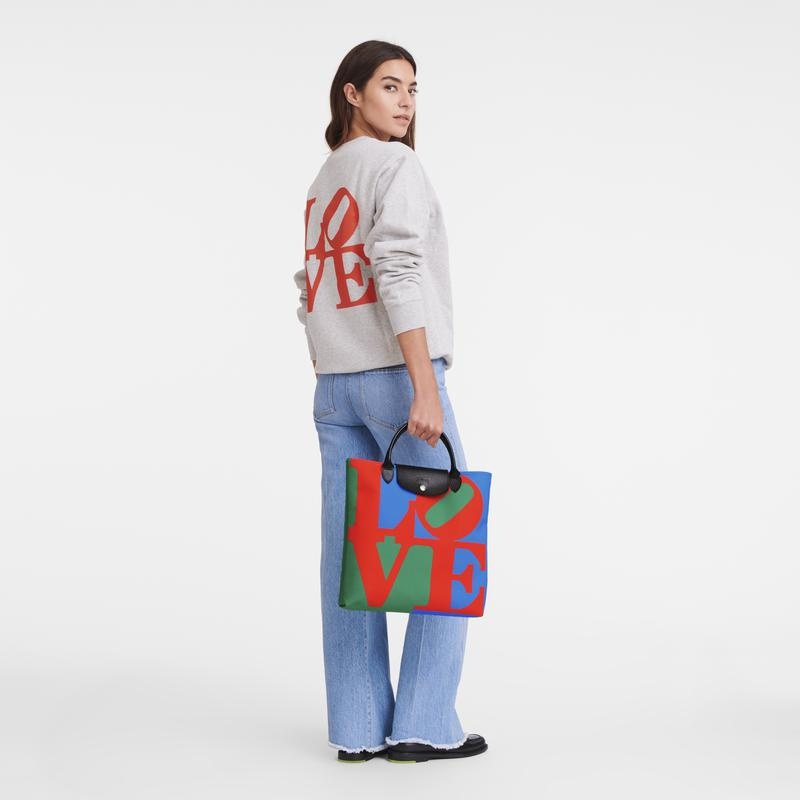 Red/Navy Women's Longchamp x Robert Indiana L Handbags | YXKGT-2850