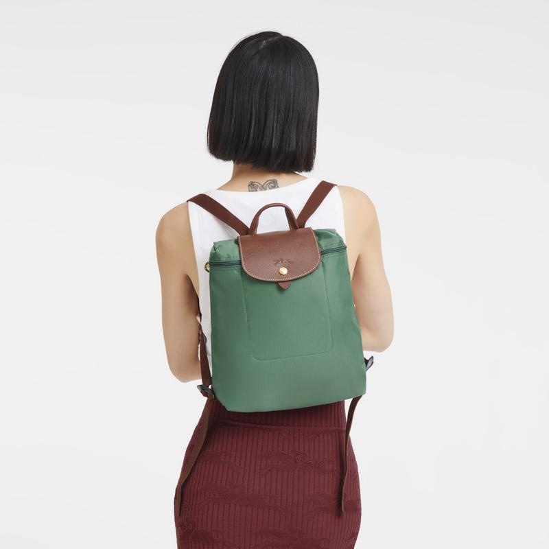 Sage Green Women's Longchamp Le Pliage Original M Backpacks | XYECJ-7986