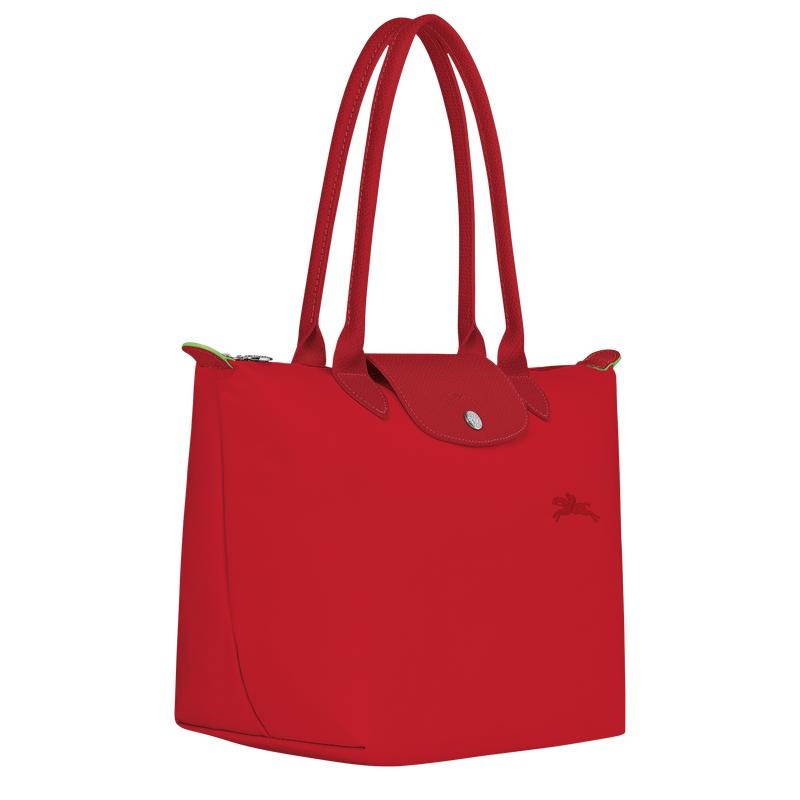 Tomato Red Women's Longchamp Le Pliage Green M Tote Bag | VOJZM-0216