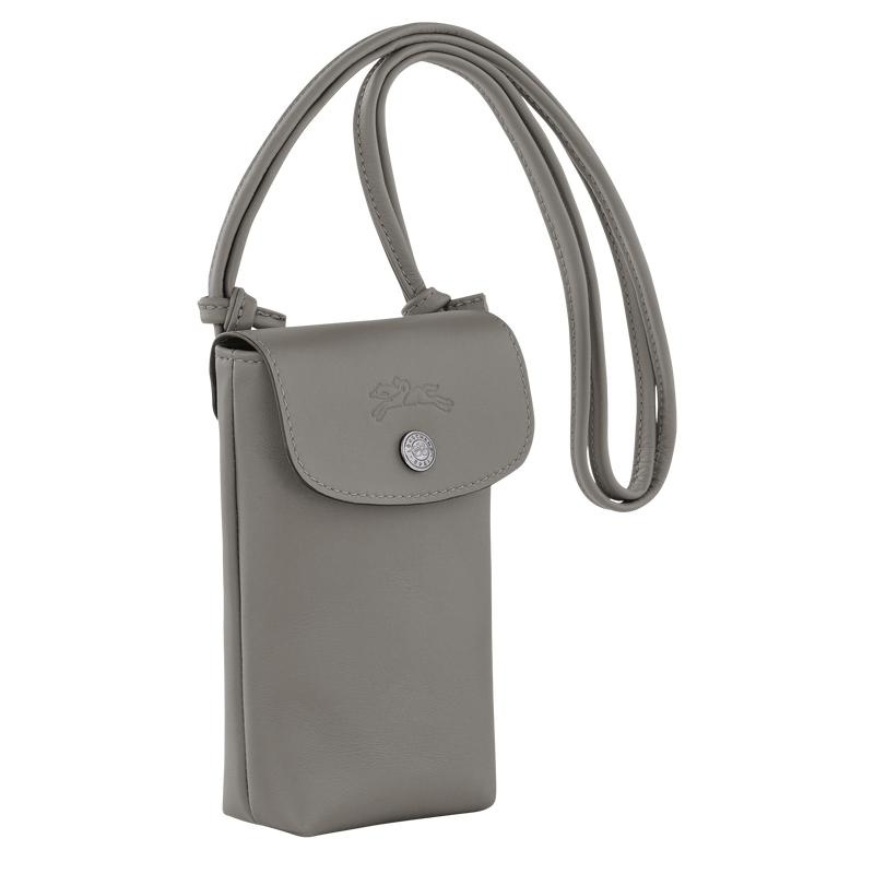 Turtledove Grey Women's Longchamp Le Pliage Xtra with leather lace Phone Case | EULSI-0765