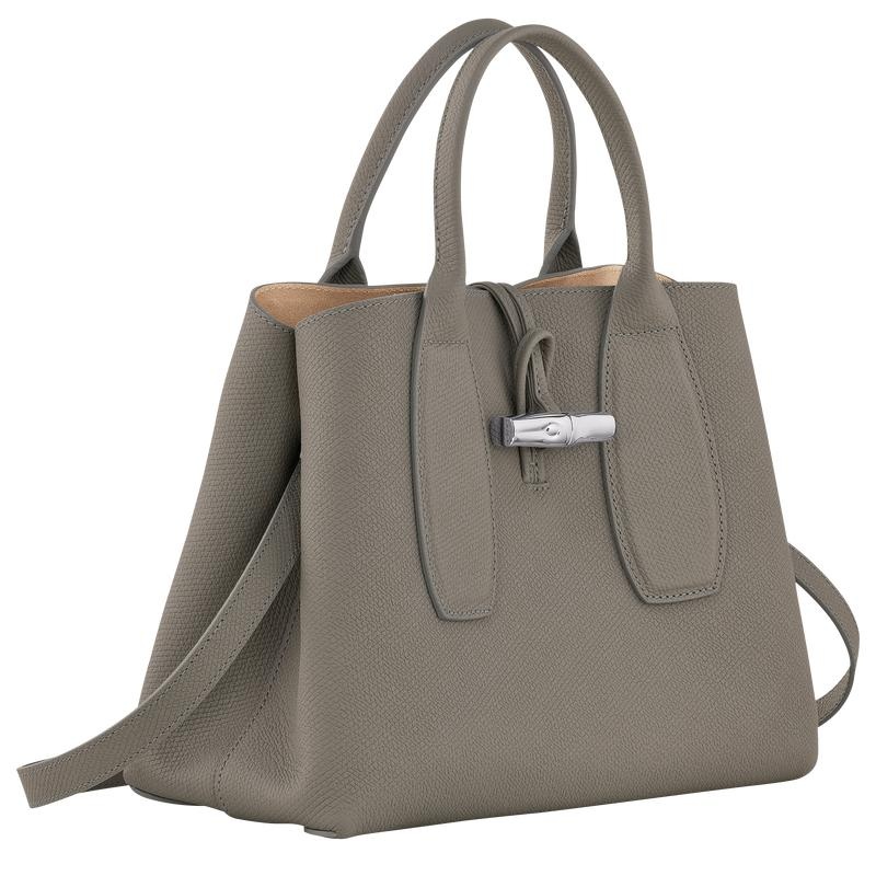 Turtledove Grey Women's Longchamp Roseau M Handbags | OFEDB-8524